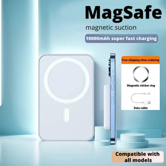 Slim 5000/10000mAh MagSafe Power Bank - Magnetic Wireless Charger w/ USB-C for iPhone 11,12,13,14,15 Series