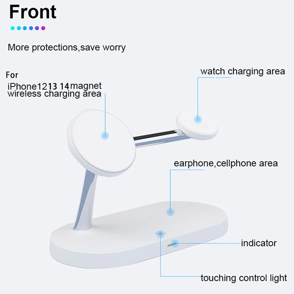 Wireless Charging Station Charger Dock 3in1 Stand For Apple Watch iPhone Magsafe