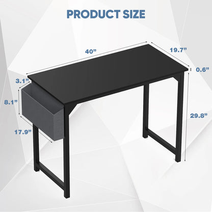 Computer Desk Writing Study Office Gaming Table Modern Simple Style Compact with Side Bag