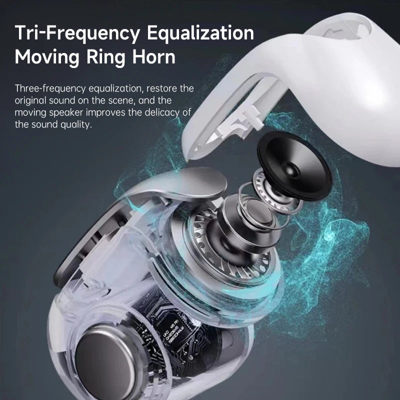 Open Ear Clip Earphones Voice Control Wireless Earphones Noise Reduction with Charging Case for Sports