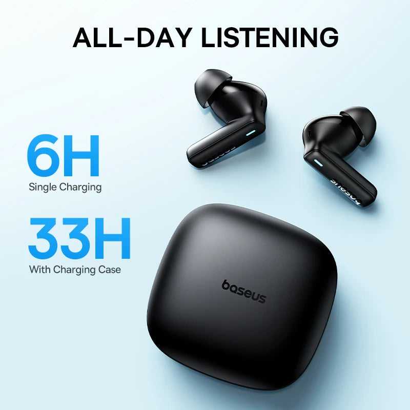 Baseus Bowie E19 Wireless Earphones Bluetooth 5.3 Big Bass 12mm Drivers IPX5 Earbuds 33Hrs Battery Life Headphones