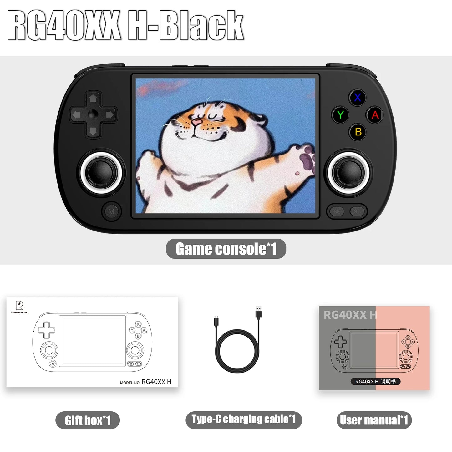 ANBERNIC RG40XX H Handheld Game Console 4.0-in 640*480 IPS Screen 3200mAh 64 Bit System With RGB Light Built in 5K+Games RG40XXH