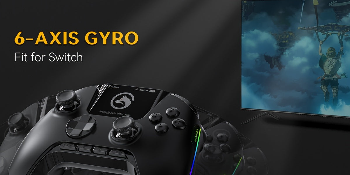 Interactive Screen Wireless Gaming Controller For PC/Switch/iOS/Android/Steam Deck, Hall Effect Stick & Trigger, RGB Lighting, Remappable Buttons, 1800mAh With Charging Dock -V2/Black(No Drift), [Notice]Not Compatible With Xb