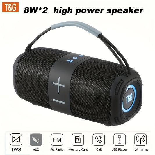 IPX4 High Quality Outdoor High Power Portable Speaker, Wireless Compatible Music Player with Color LED Breathing Light, Support USB/TF/FM/TWS Stereo Support, Can Connect to Mobile Phone/Tablet/TV, with Charging Cable