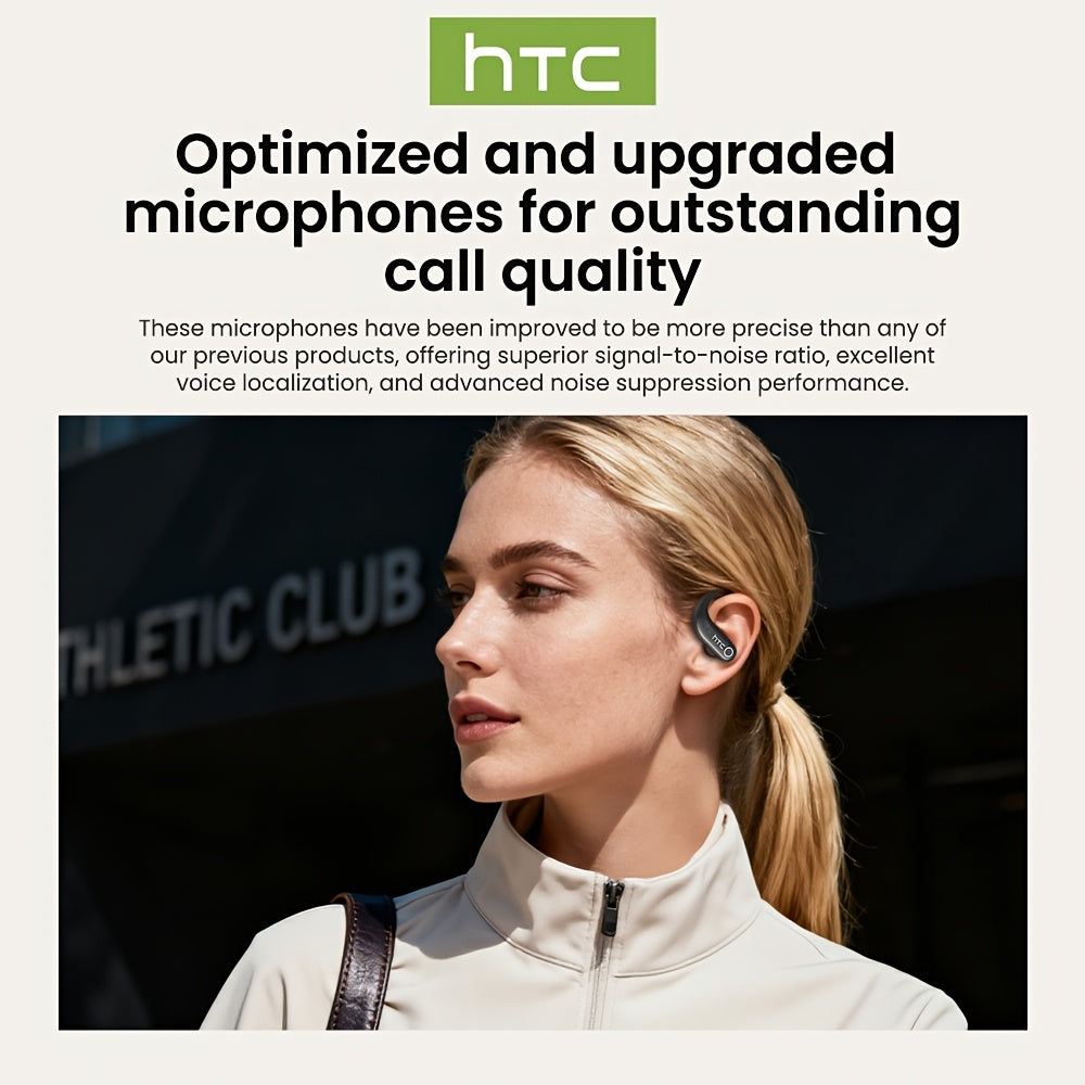 HTC NE61 New Heart Rate Monitoring Open Wireless Audio Earbuds, HIFI Audio Quality and HD Calls, LED Full-Color Touch Screen, Wireless 6.0 Earbuds,
