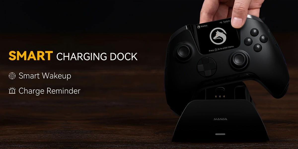 Interactive Screen Wireless Gaming Controller For PC/Switch/iOS/Android/Steam Deck, Hall Effect Stick & Trigger, RGB Lighting, Remappable Buttons, 1800mAh With Charging Dock -V2/Black(No Drift), [Notice]Not Compatible With Xb